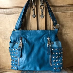 B Makowsky Teal leather bag NWOT